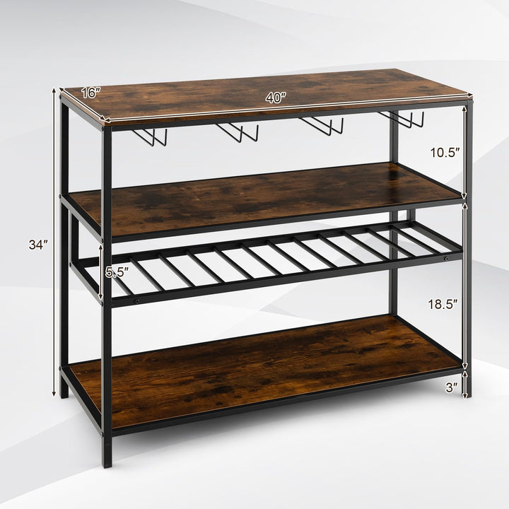 Giantex Wine Rack Table, Freestanding 13-Bottle Wooden Wine Bar Cabinet with Wine Rack