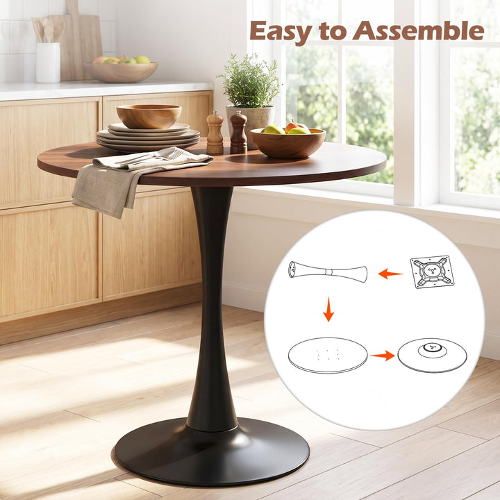 31.5-Inch Tulip Table for 2-4 with Thickened Table and Metal Pedestal for Small Spaces