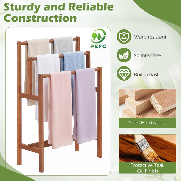 Giantex 3-Tier Freestanding Wooden Towel Rack Stand