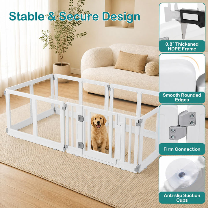 GIANTEX Clear Plastic Dog Playpen with Lockable Door