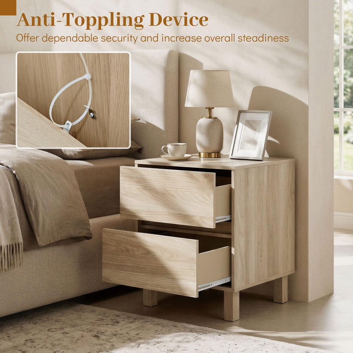 Giantex Modern Wood Night Stand w/2 Storage Drawers (1/2)