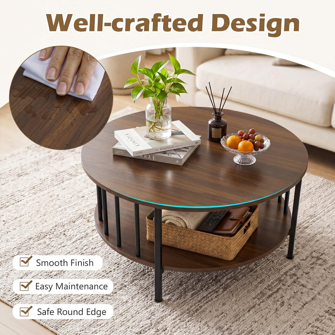 Giantex 32.5" Wood Farmhouse Round Coffee Table