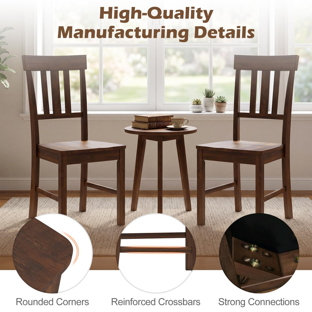 Giantex Wooden Dining Chairs Set of 2/4 with Slat Back &amp; Contoured Seat