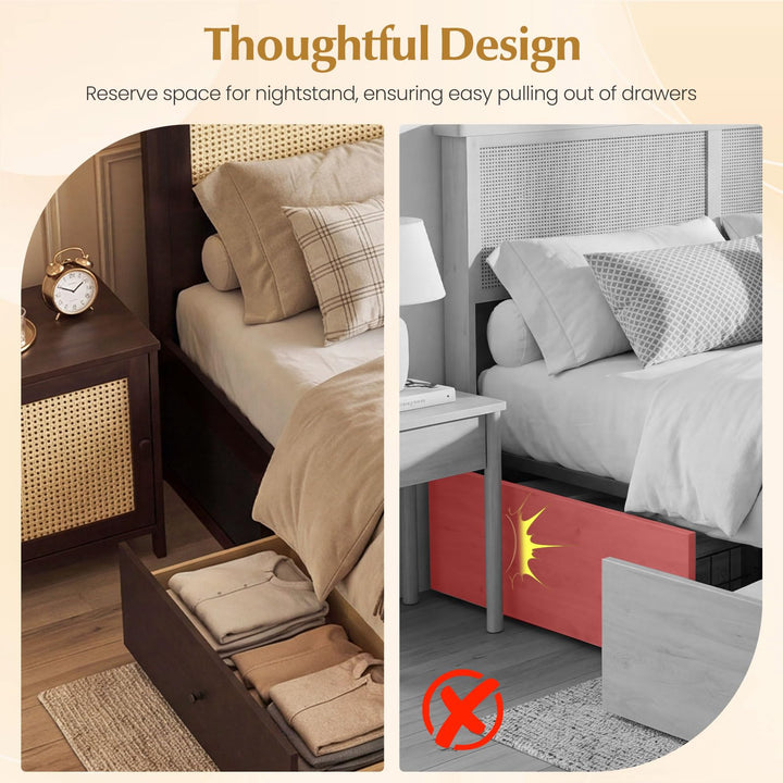 Giantex Full Size Bed Frame with 2 Storage Drawers
