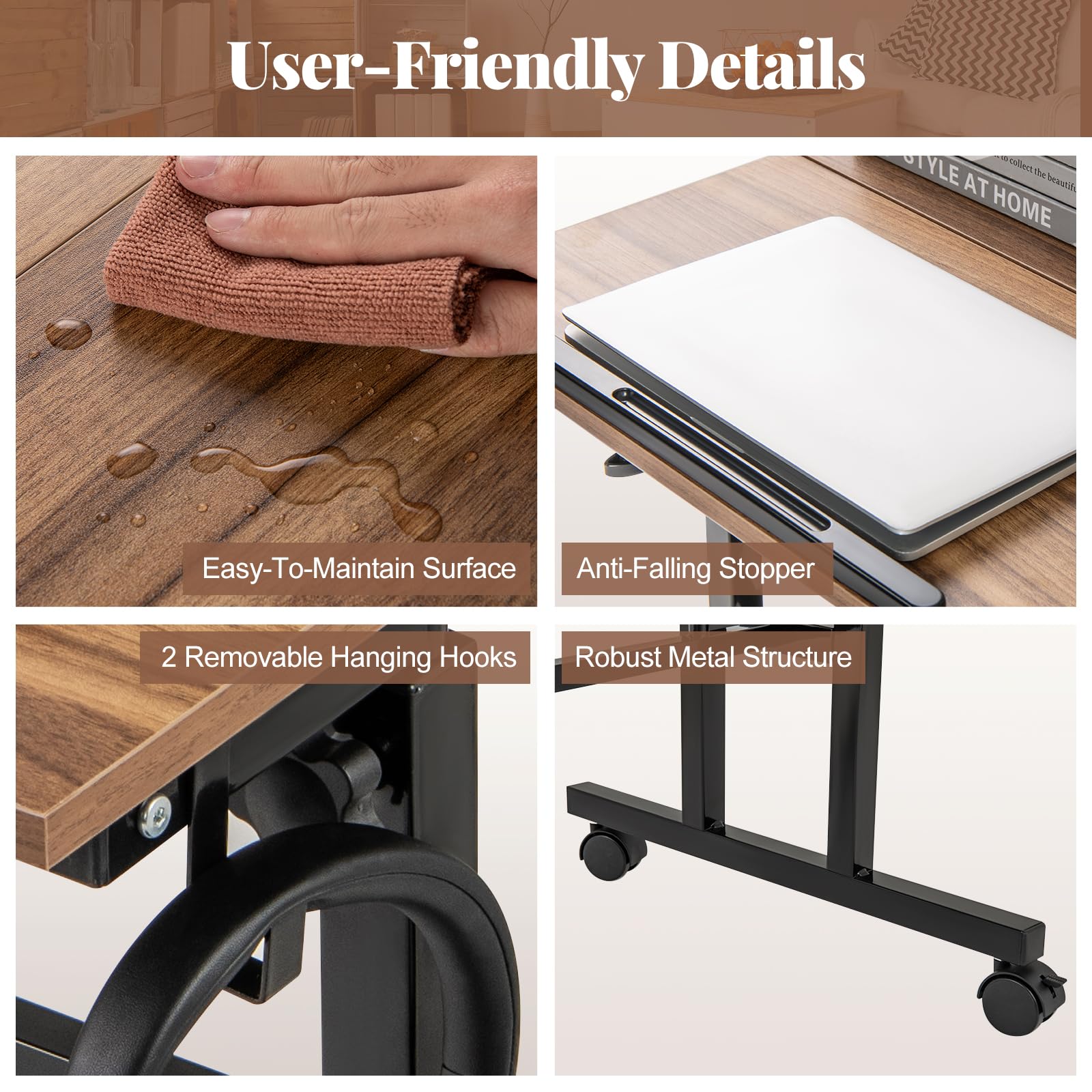Giantex Mobile Stand up Desk, Height Adjustable, 24"D x 22"W x 49"H
