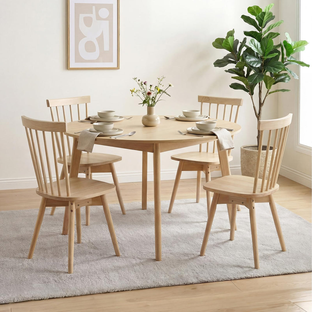 Giantex Windsor Mid Century Rubber Wood Kitchen Chairs with Swivel Seat &amp; Spindle Back (2/4)