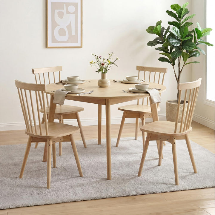 Giantex Windsor Mid Century Rubber Wood Kitchen Chairs with Swivel Seat &amp; Spindle Back (2/4)