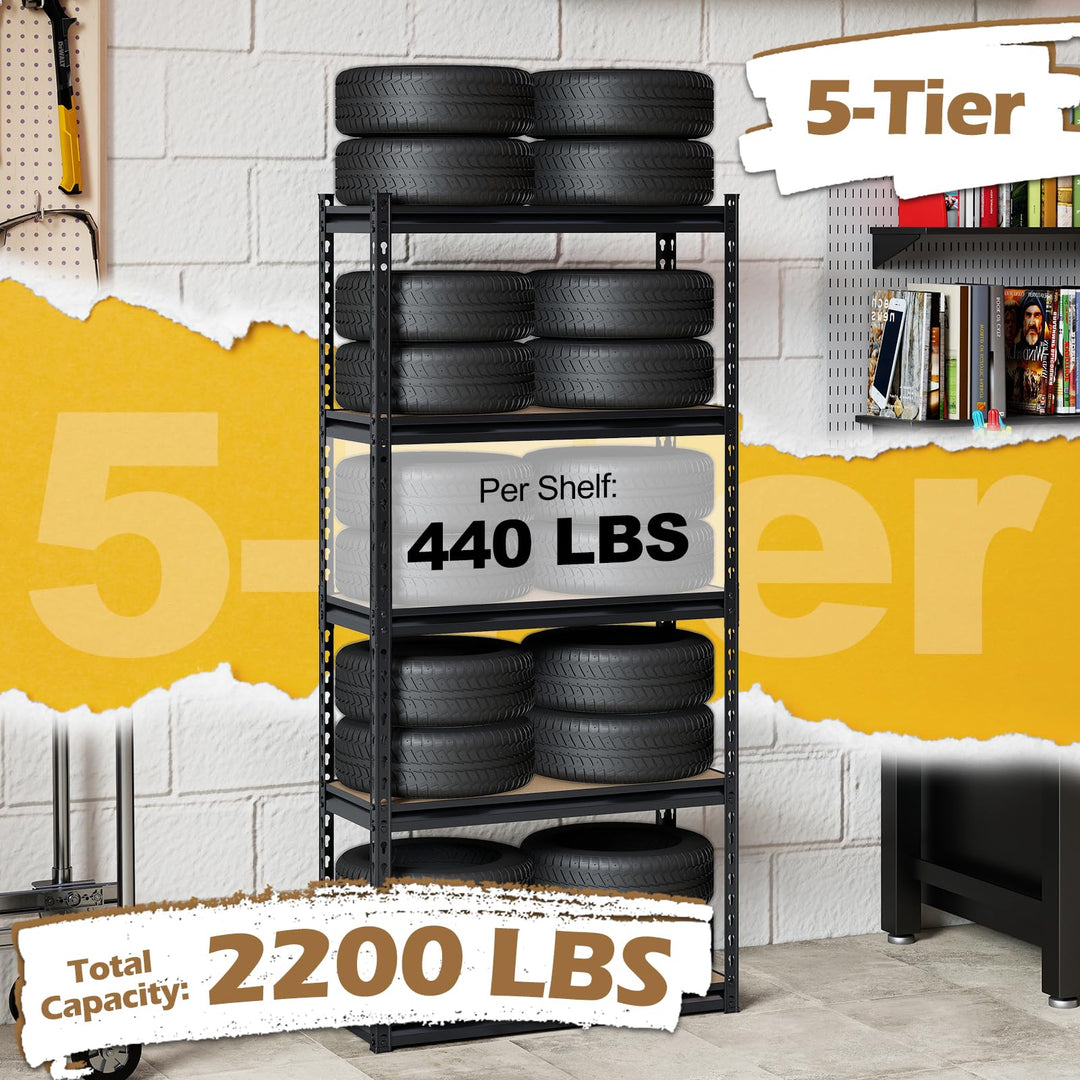 Giantex 5-Tier Metal Storage Shelves Heavy Duty Garage Shelving Units(1/2/3/4,30" W x 12" D x 60" H)
