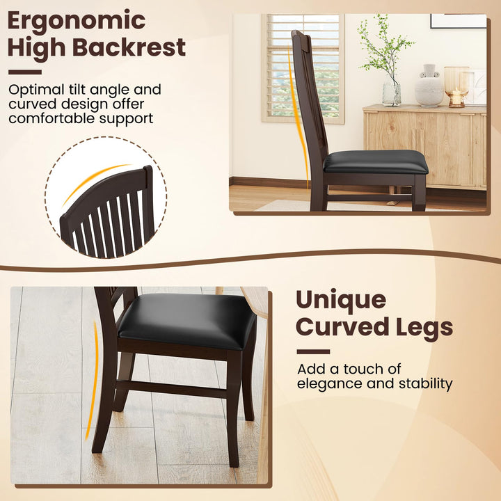 Giantex Set of 2/4 Wooden PU Leather Upholstered Dining Chairs