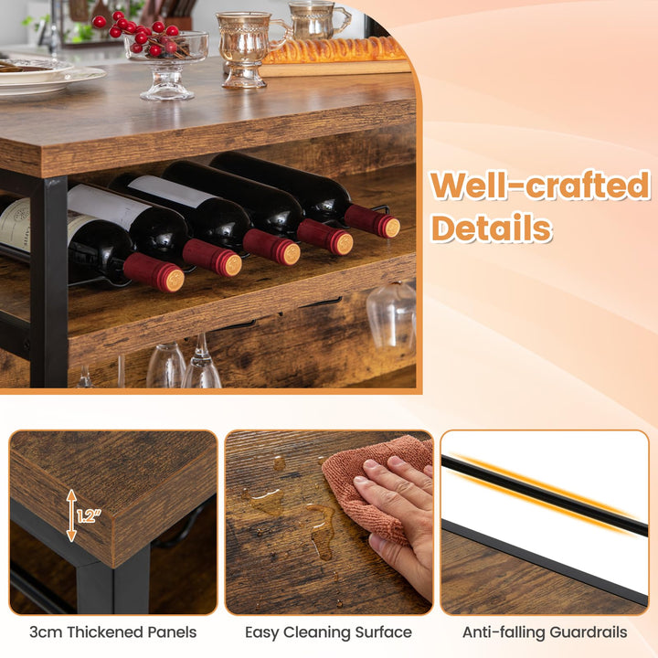 4 Tier Liquor Bar Table with Footrest - Giantex