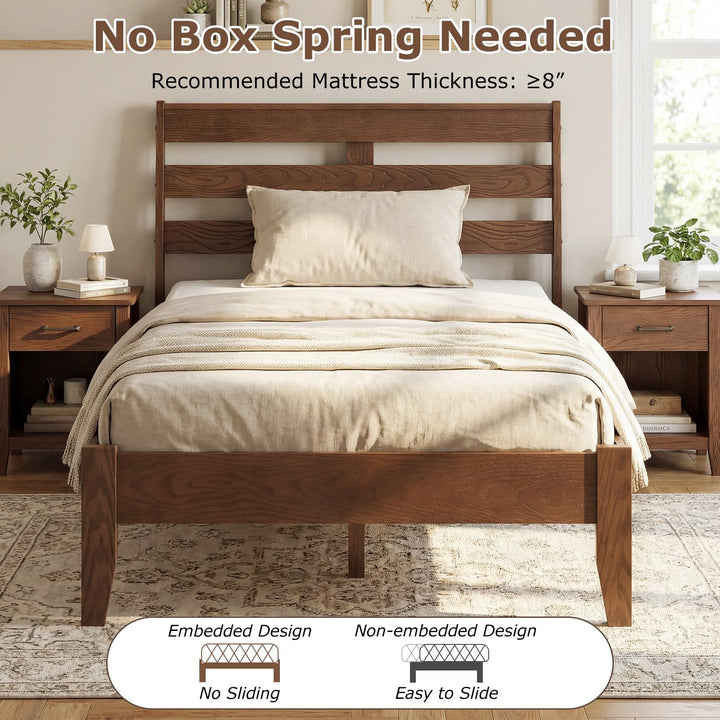 Giantex Twin Size Bed Frame with Slat Headboard