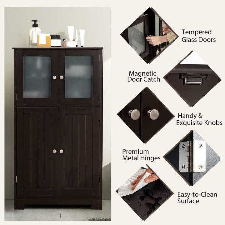 Giantex Storage Cabinet with Doors - Bathroom Floor Cabinet, Freestanding Tall Cabinet