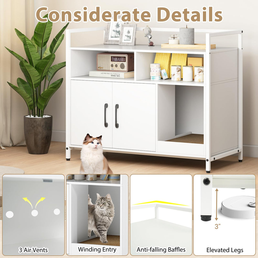 Giantex Cat Litter Box Enclosure - Cat Washroom Hidden Furniture with Front Entry