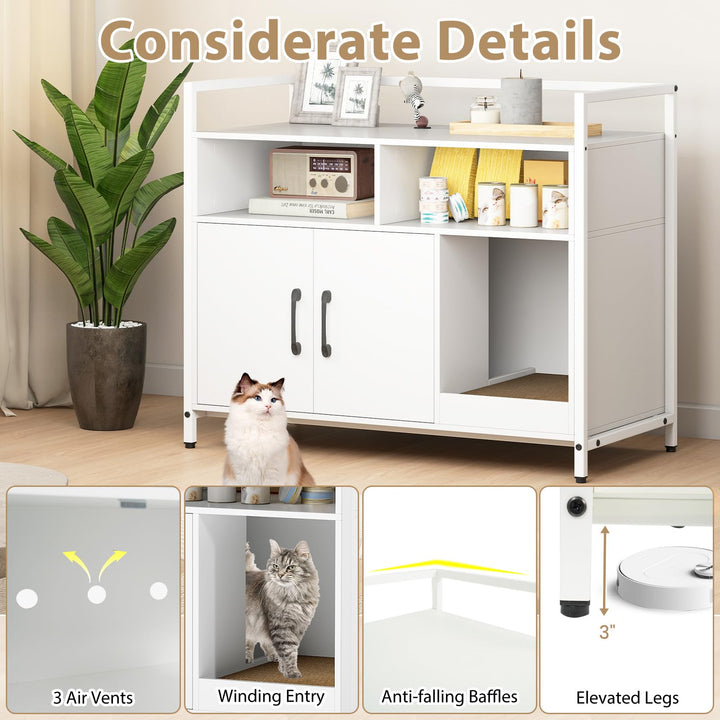Giantex Cat Litter Box Enclosure - Cat Washroom Hidden Furniture with Front Entry
