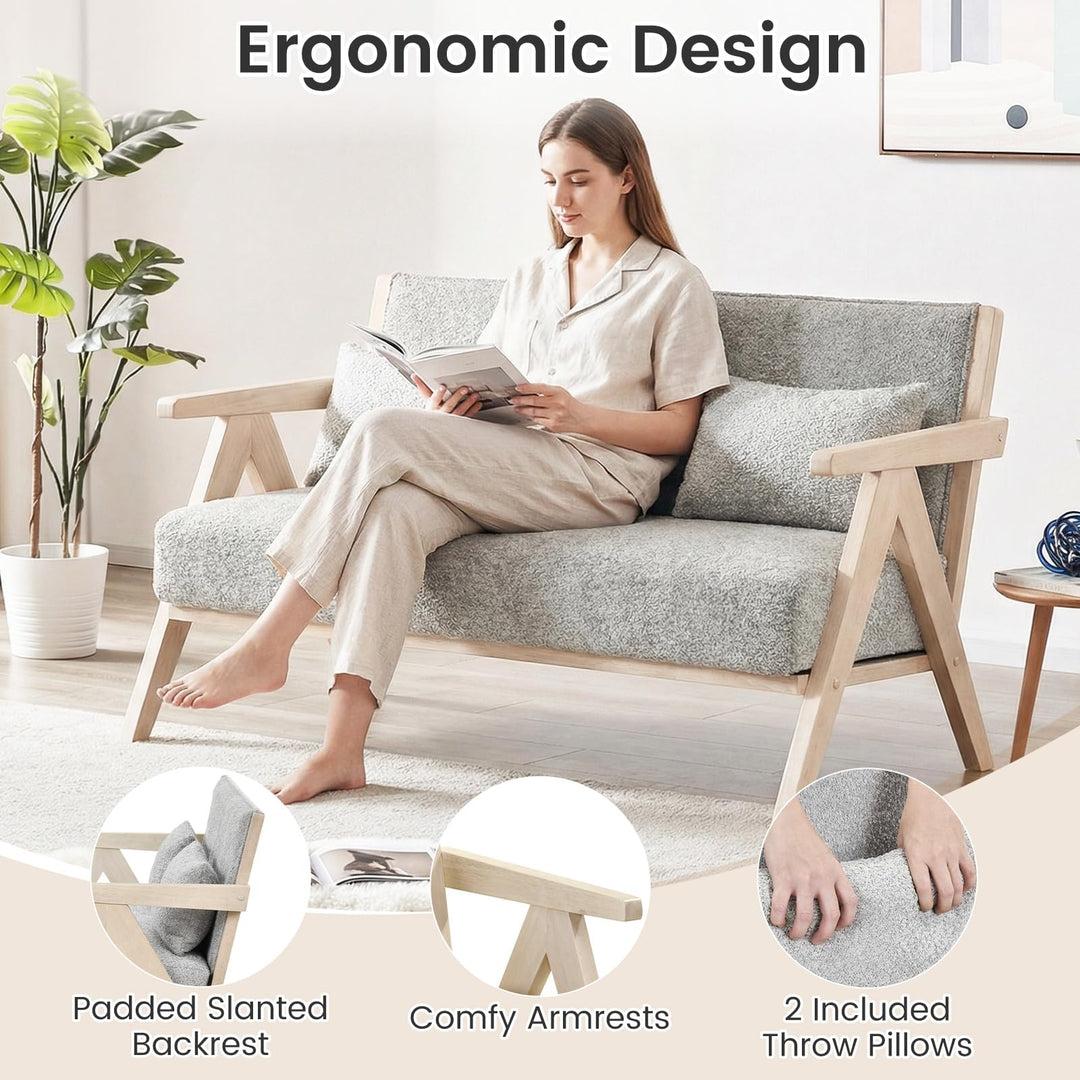 Giantex Loveseat Sofa with Throw Pillows for Small Spaces