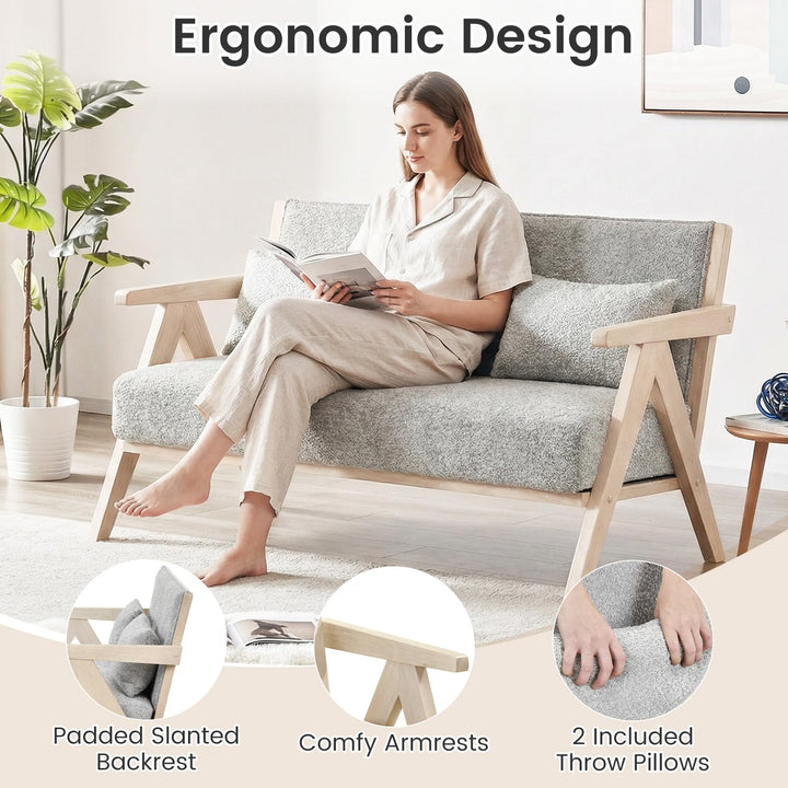 Giantex Loveseat Sofa with Throw Pillows for Small Spaces