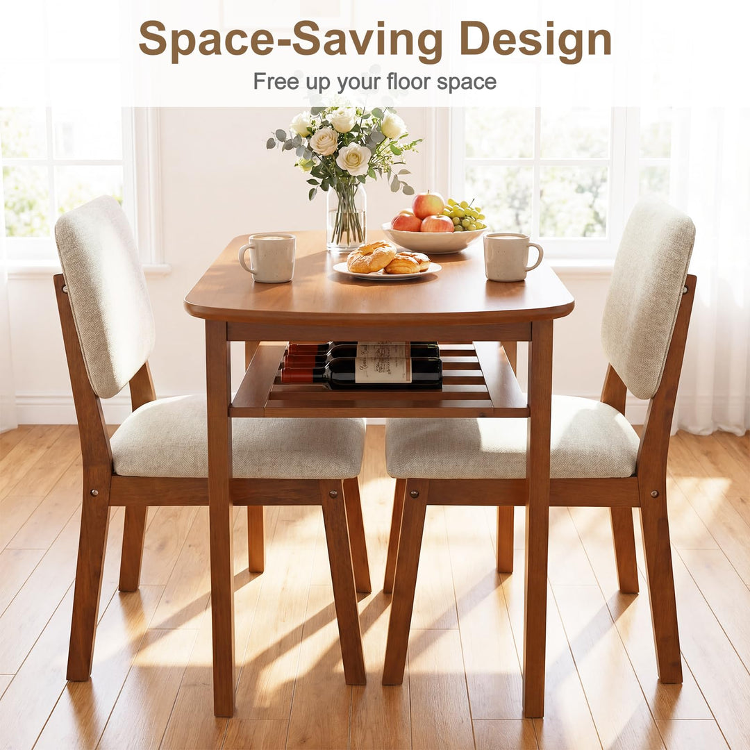 Giantex Space Saving Kitchen Table and Chairs Set w/Rubber Wood Frame