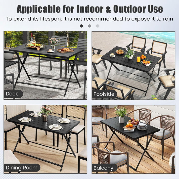 Giantex 48"x30" Rectangular Metal Folding Outdoor Dining Table for 4-6 Person