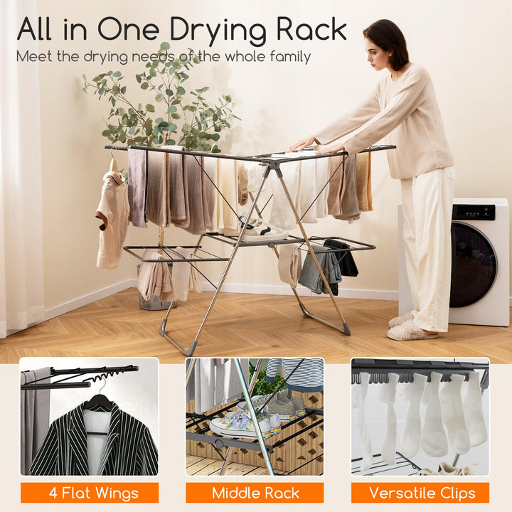 Giantex Clothes Drying Rack, Foldable Laundry Drying Rack with 33 Drying Rails