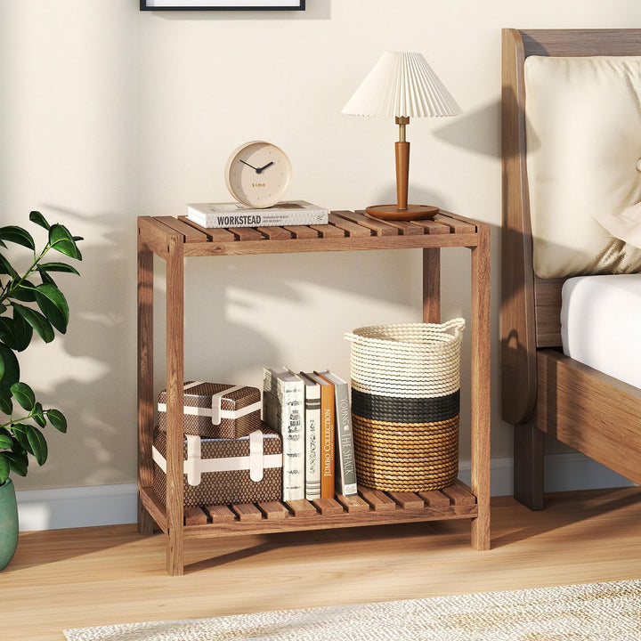 Giantex 2 Tier Wooden End Table for Living Room Bedroom
