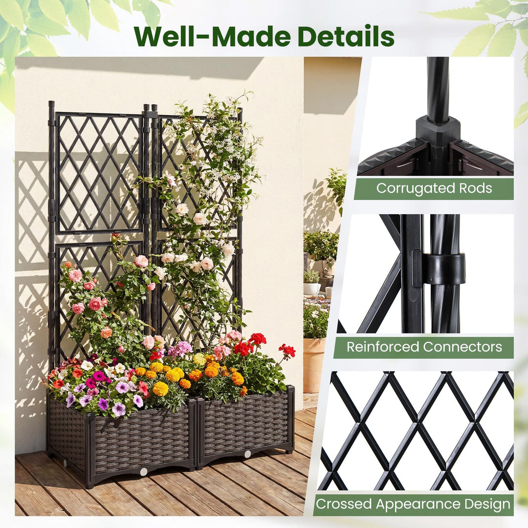 GIANTEX Raised Garden Bed with Trellis for Yard Porch Balcony