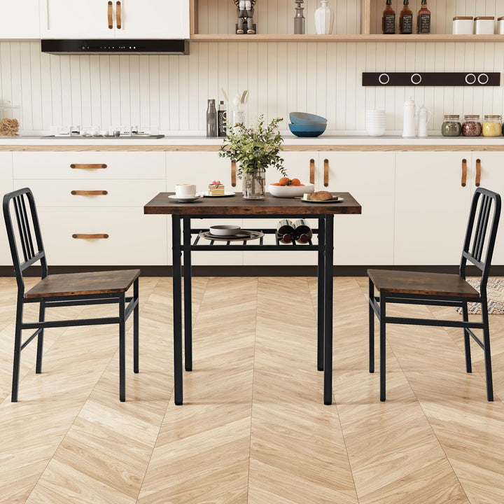 Giantex 3-Piece Dining Table Set | Rectangular Kitchen Table with Storage Rack and 2 Dining Chairs