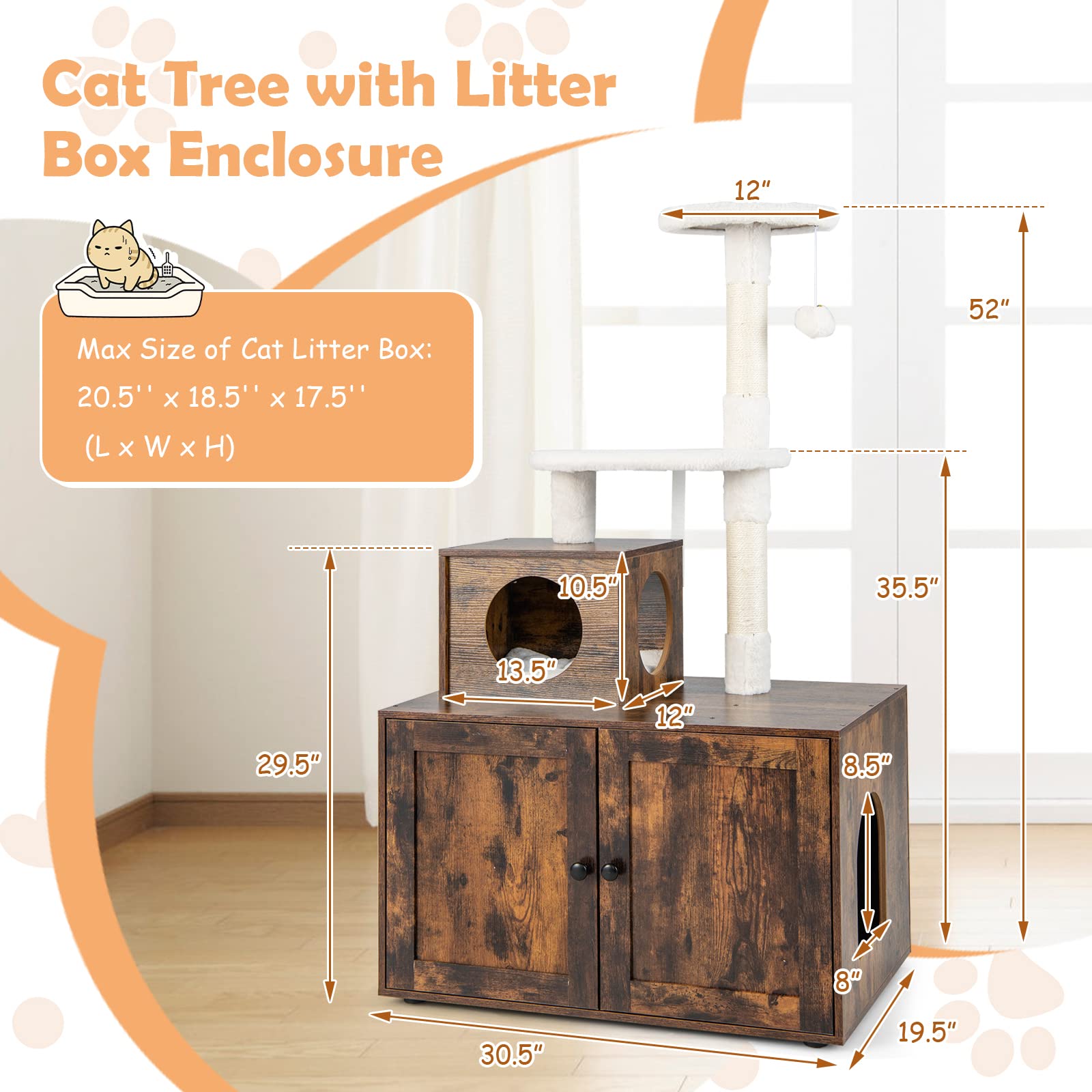 Giantex Cat Tree with Litter Box Enclosure