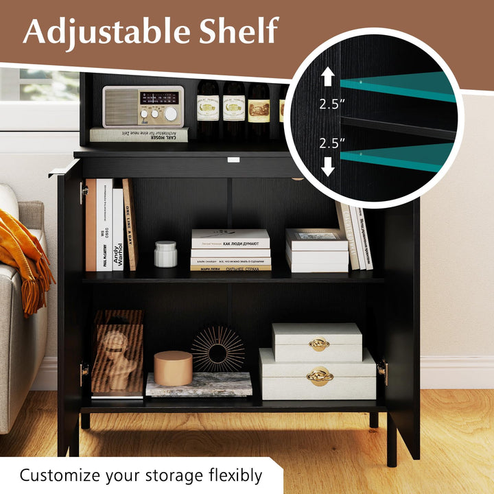 Giantex 64.5" Kitchen Pantry Cabinet with Charging Station, Tall Buffet Hutch with Storage Cabinets