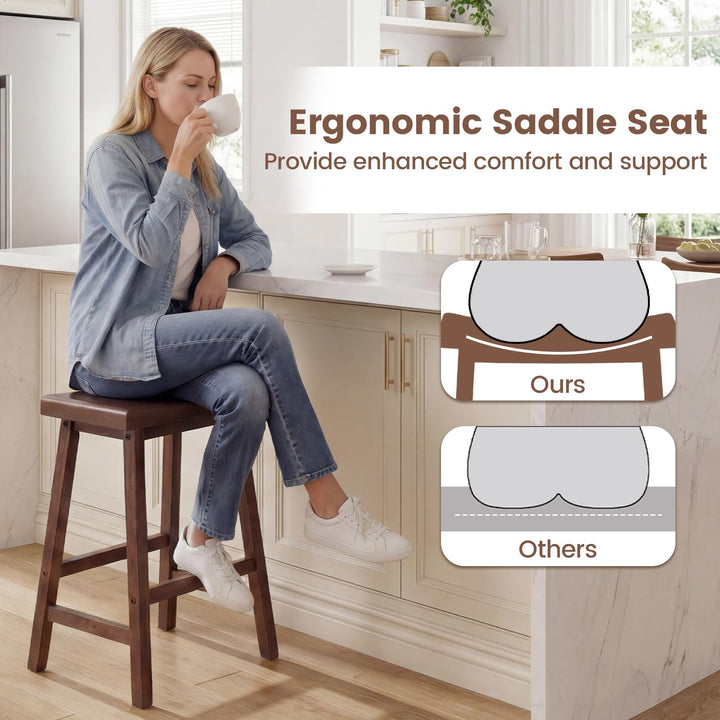 Giantex 24 Inch Counter Height Saddle Bar Stools with Footrest (2/4)