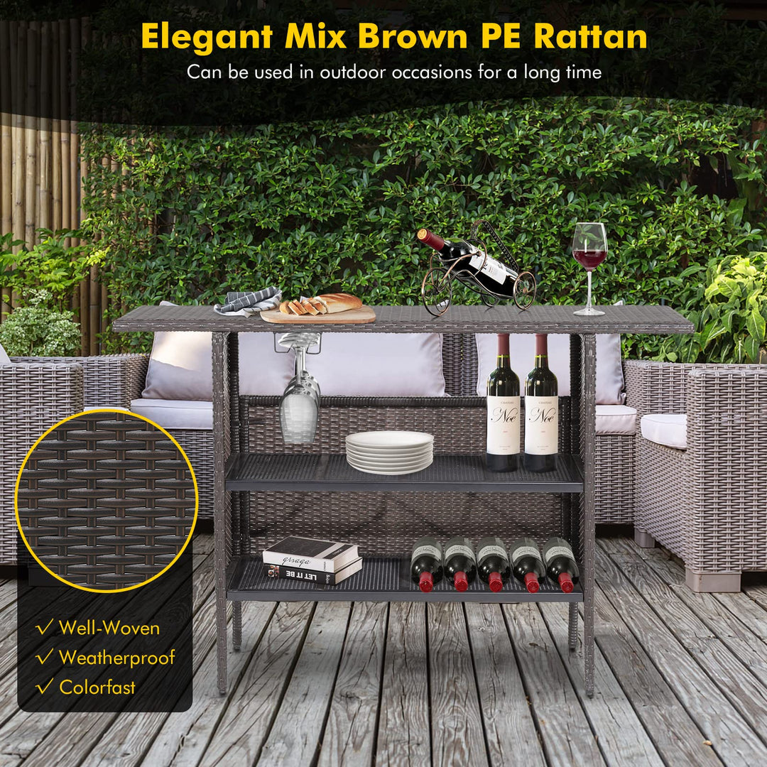 Outdoor Patio Rattan Wicker Bar Counter Table