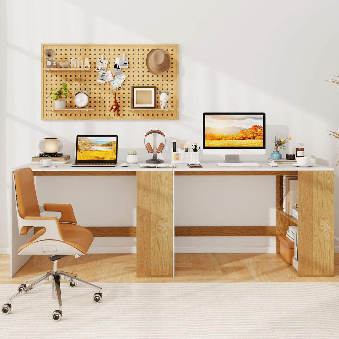 Giantex 44 Inch Wooden Computer Desk with Bookshelf for Small Space