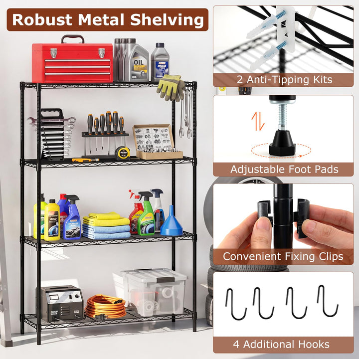 Giantex 4-Tier/5-Tier Metal Storage Shelving Unit with V-Shaped Wire Rack