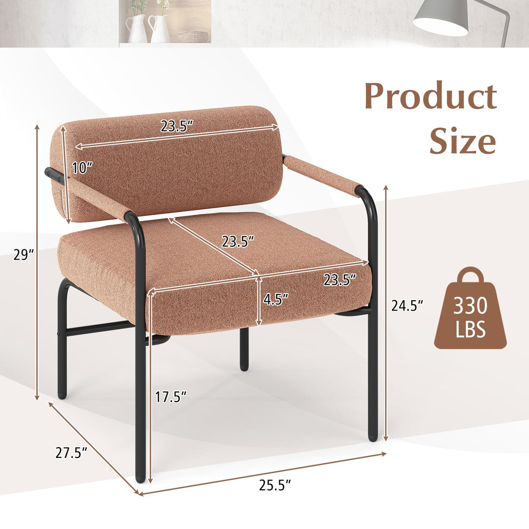 Giantex Velvet Upholstered Living Room Chair with Thickened Backrest & Metal Armrests