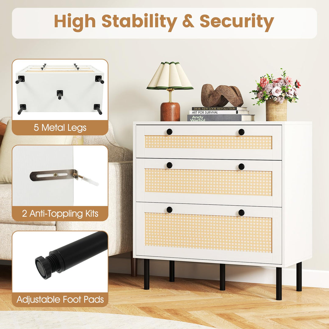 Giantex 3 Drawer Dresser for Bedroom - Closet Chest Organizer with Anti-toppling Device