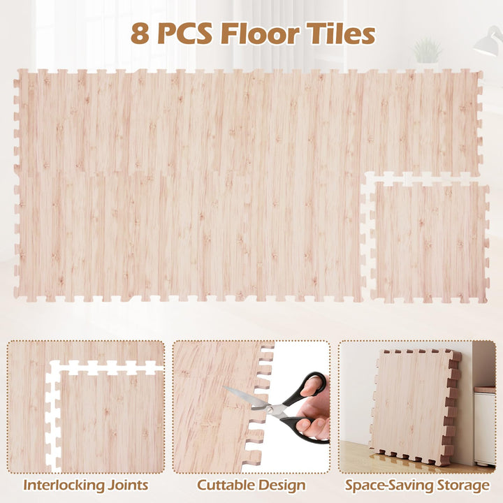 Giantex Wood Grain Floor Tiles Foam Mat