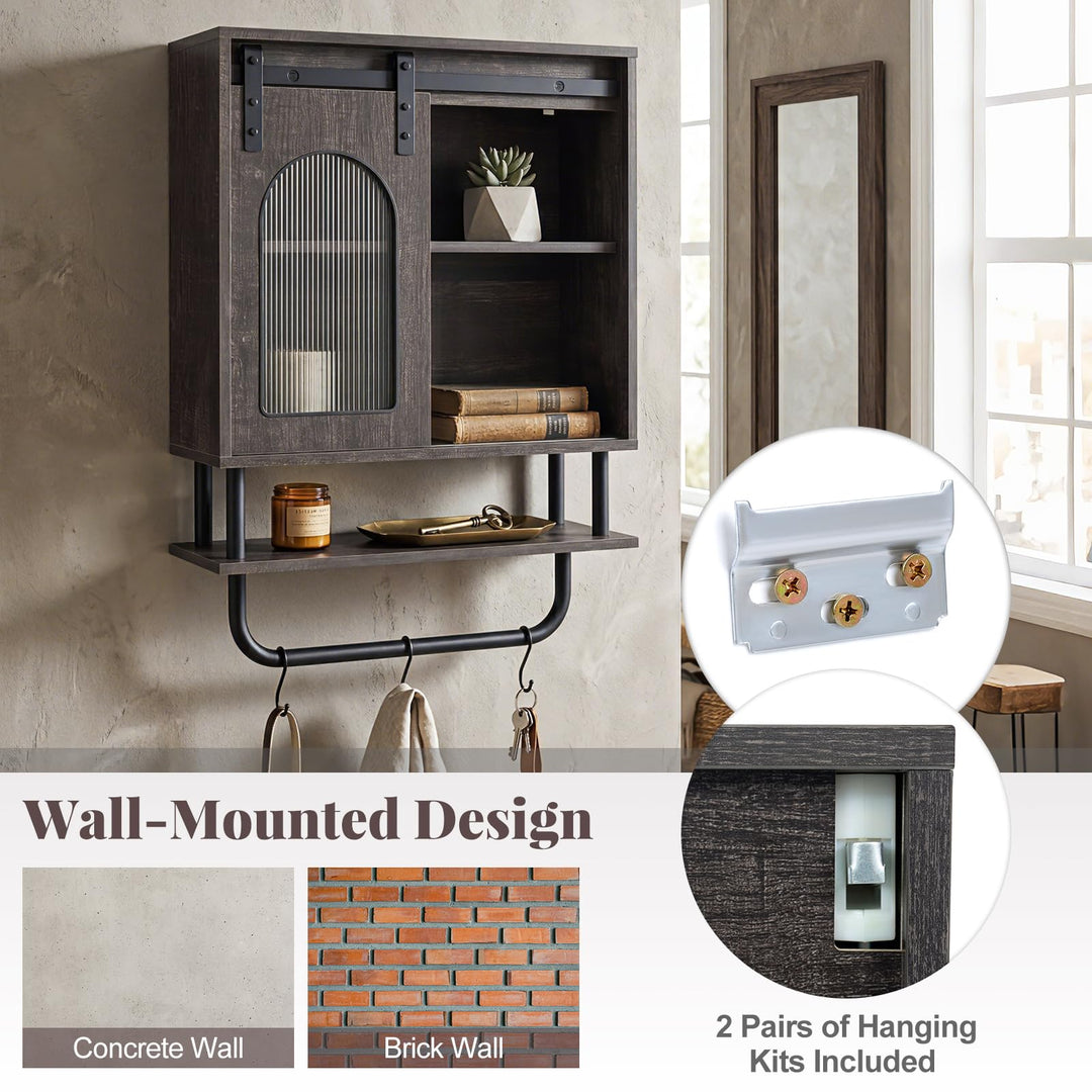 Giantex Bathroom Wall Cabinet with Sliding Barn Door