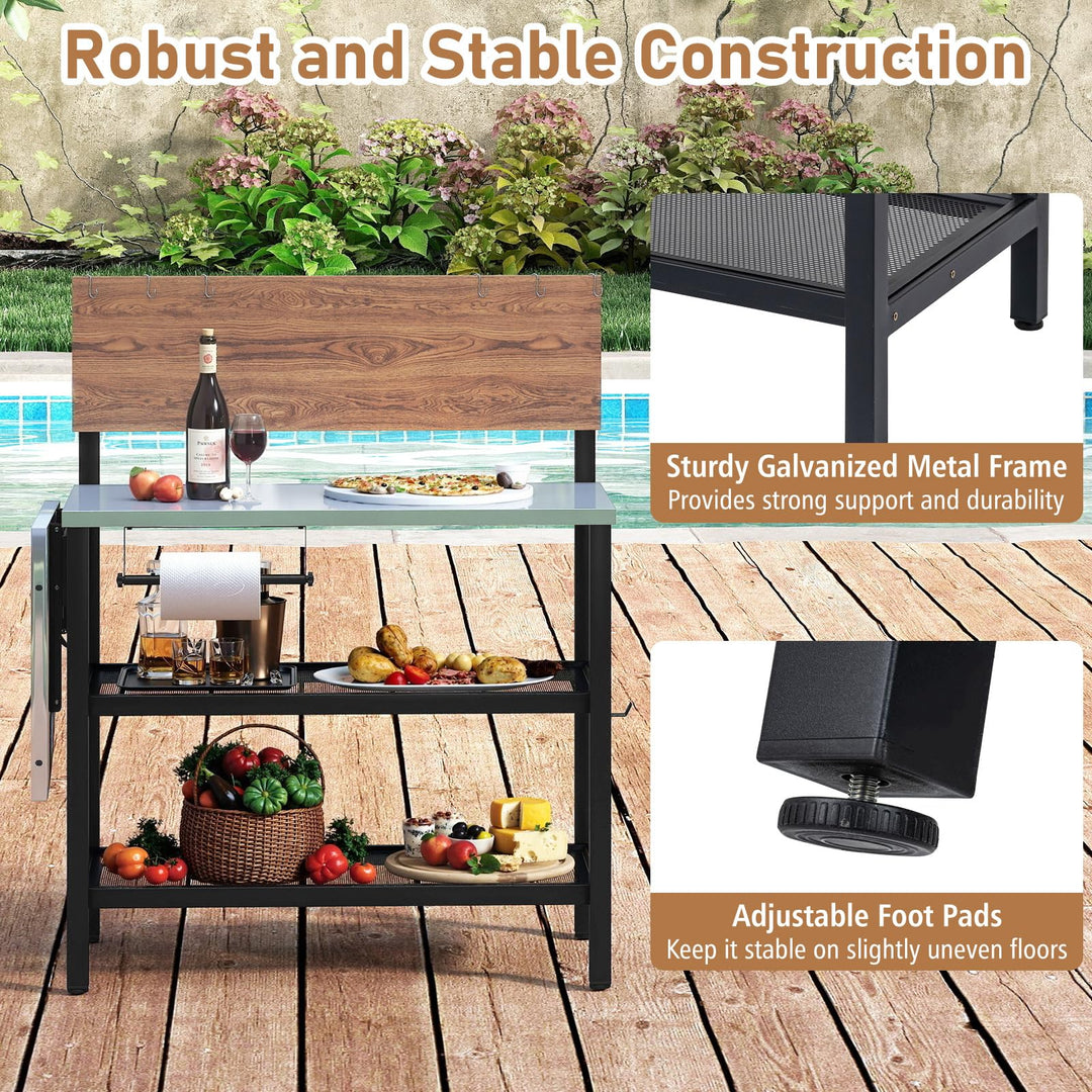 Giantex Outdoor Bar Table with Flip-Up Top & Foldable Side Table