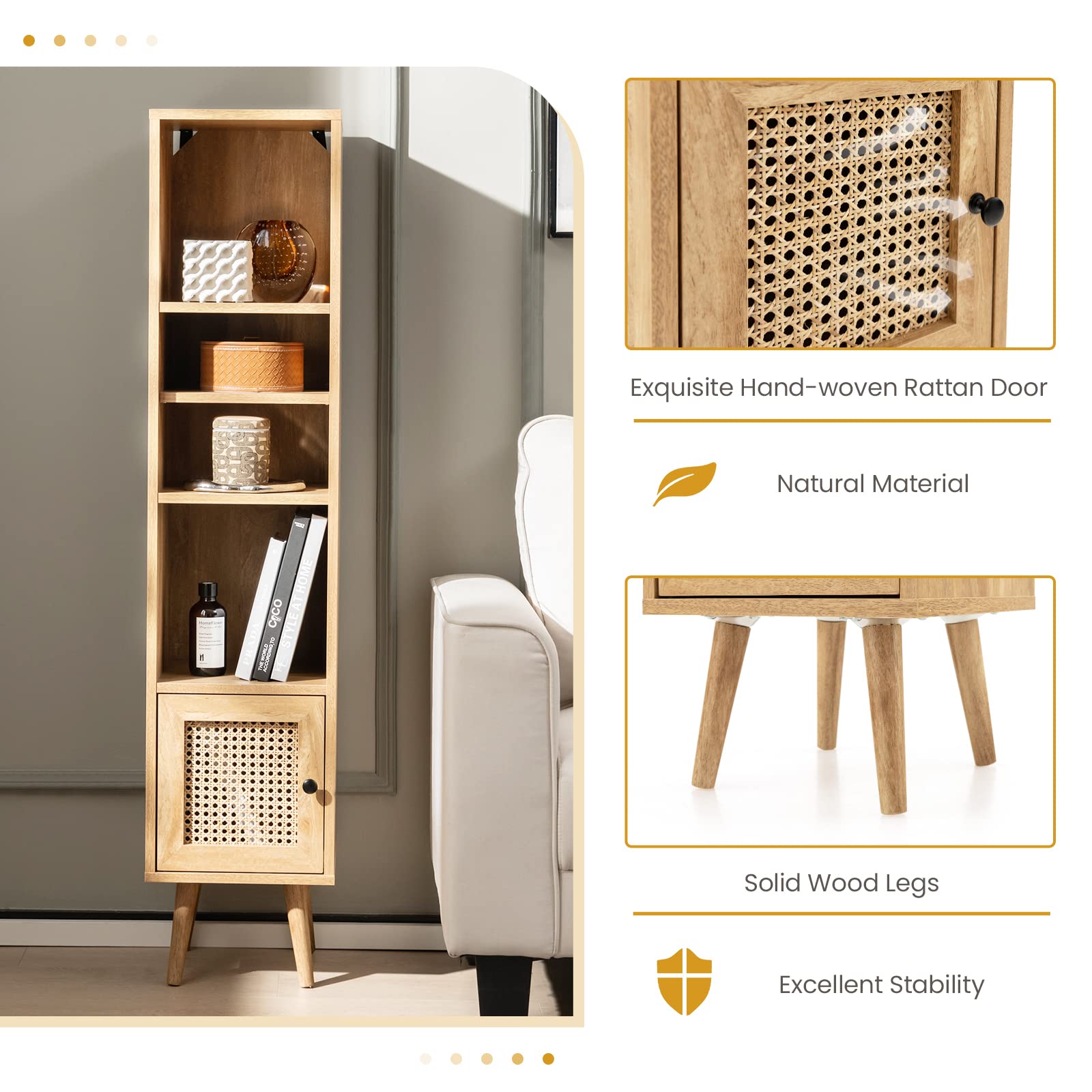 Giantex 54" Tall 4-Tier Bookcase with Door