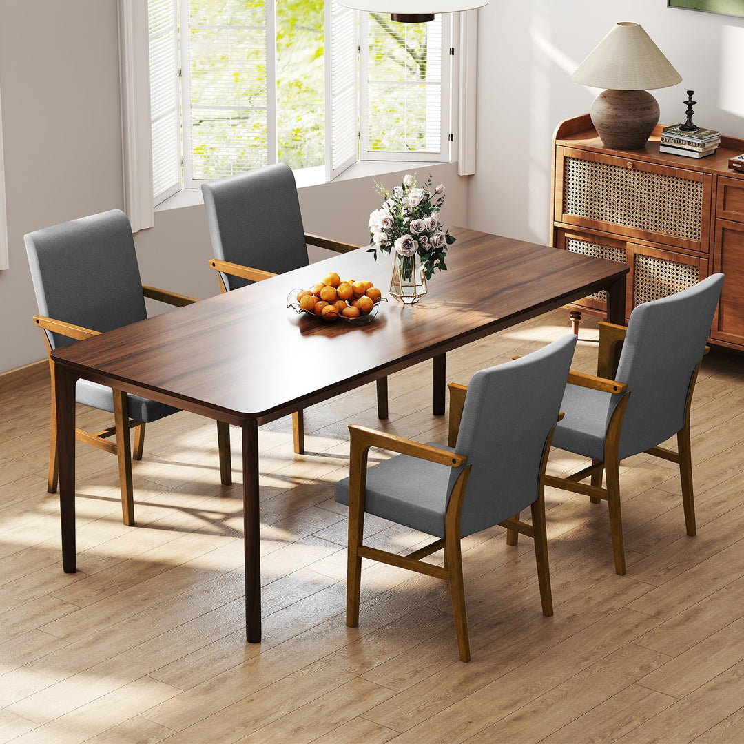 Giantex Mid Century Modern Dining Chairs Set of 2/4 with High Back, Solid Wooden Frame & Soft Cushion
