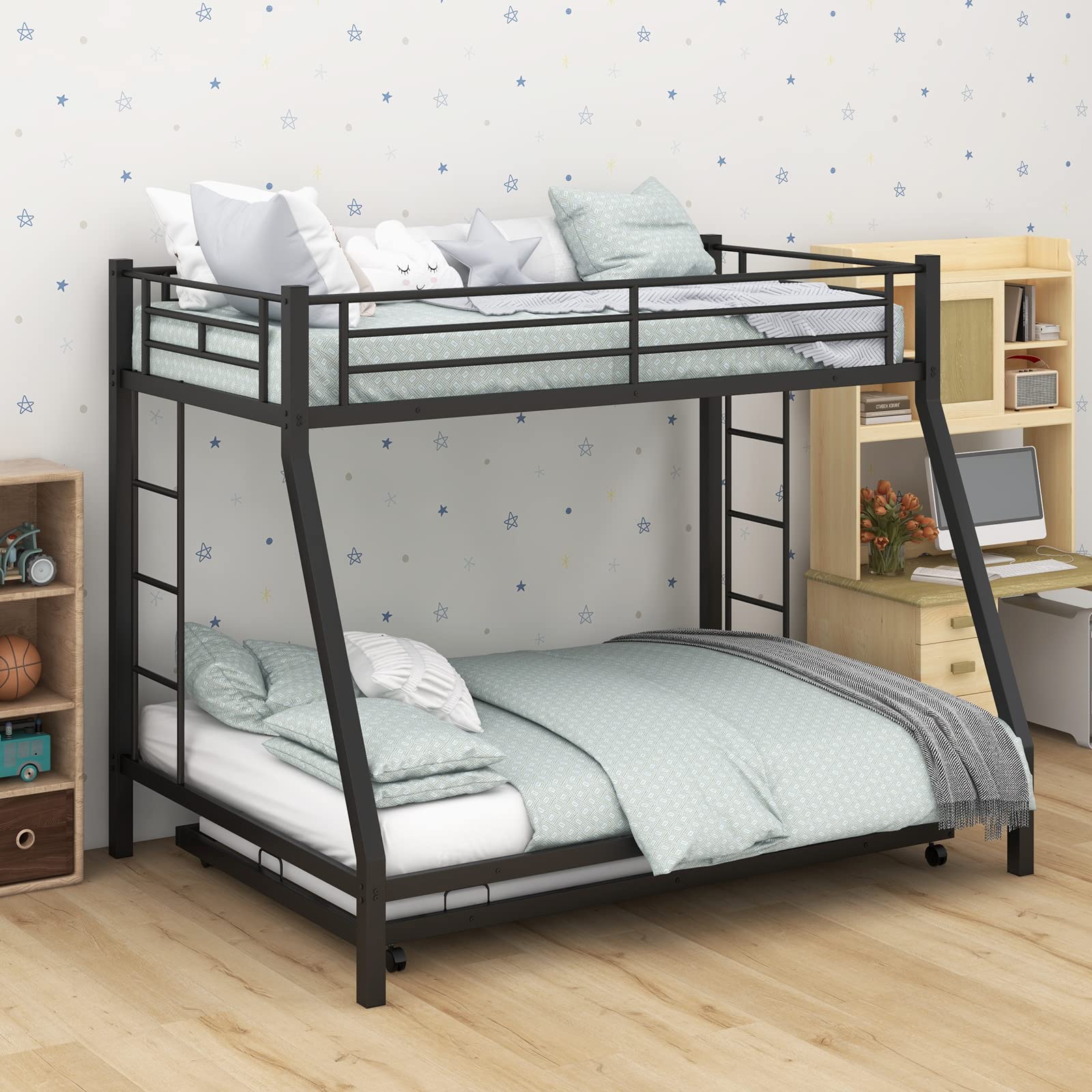 Giantex Twin Over Full Bunk Bed with Trundle