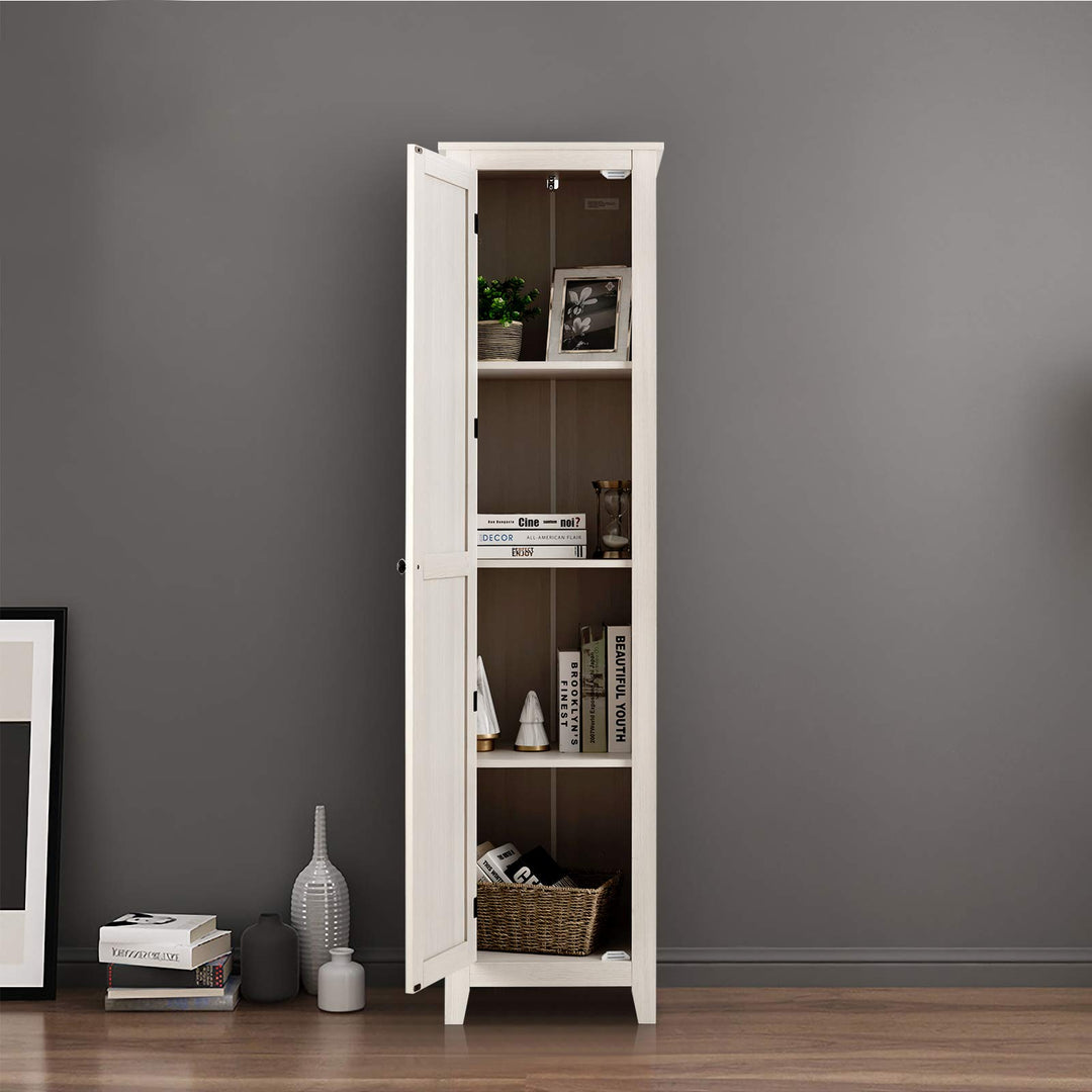 Giantex Tall Storage Cabinet Freestanding Floor Storage Tower with Four Shelves and Single Door