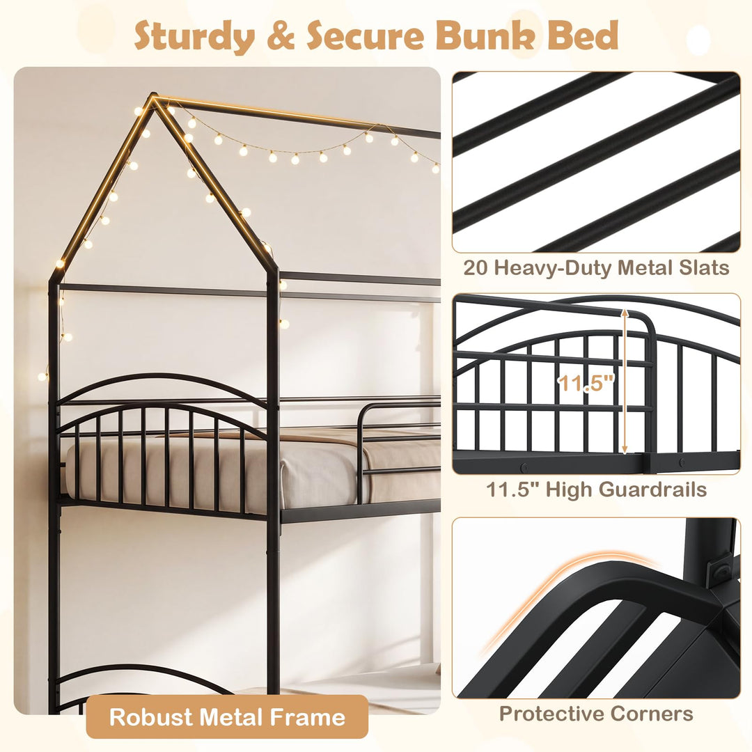 Giantex Twin Over Twin Bunk Bed with Slide &amp; Ladder for Boys Girls