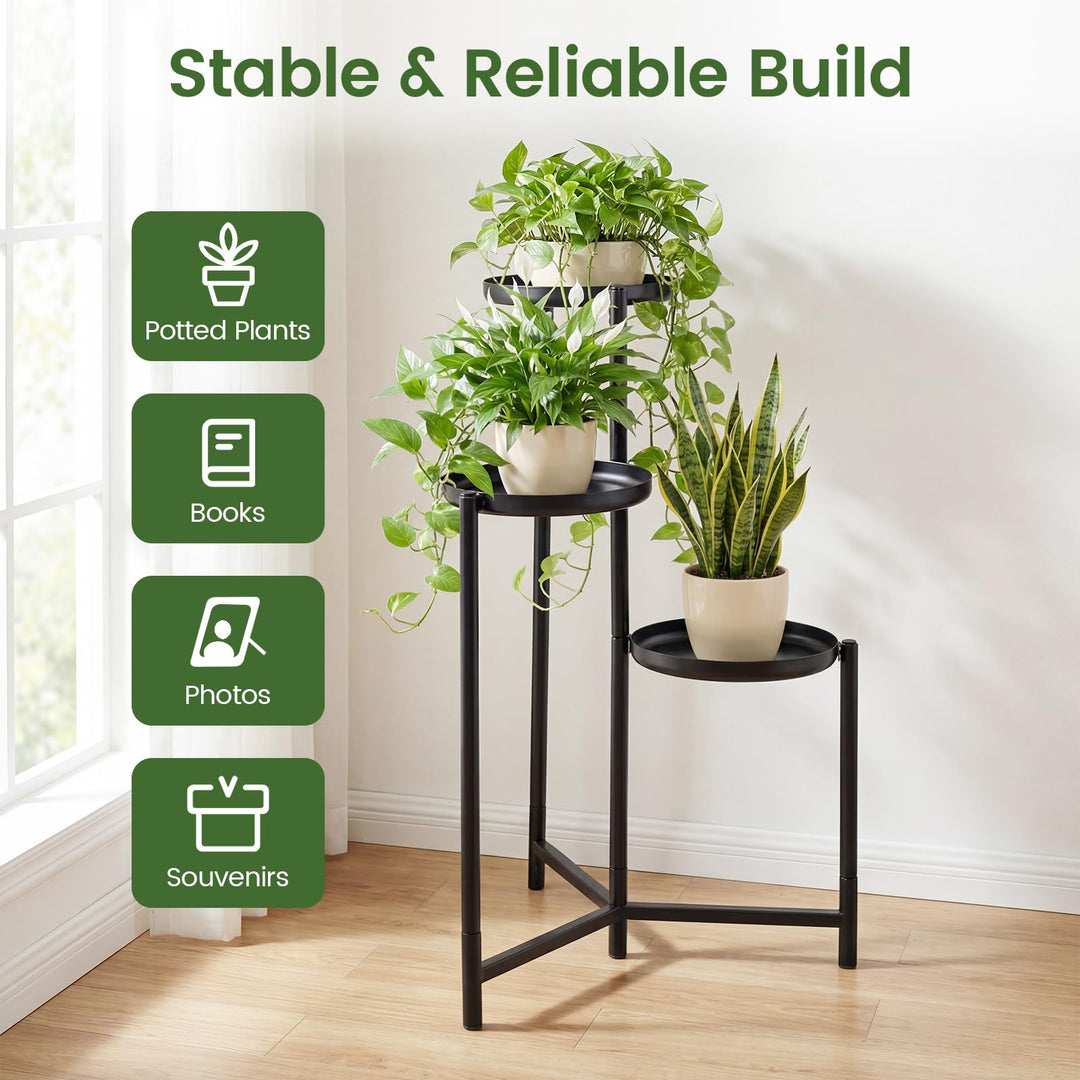 Giantex 3-Tier Metal Tall Corner Plant Stand Indoor Outdoor