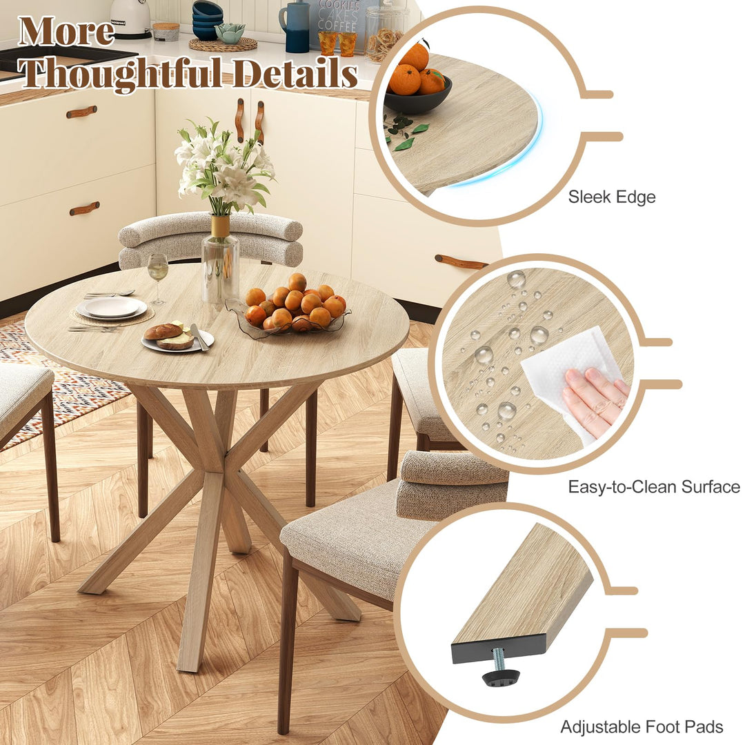Giantex Farmhouse Kitchen Table with Rubber Wood Legs