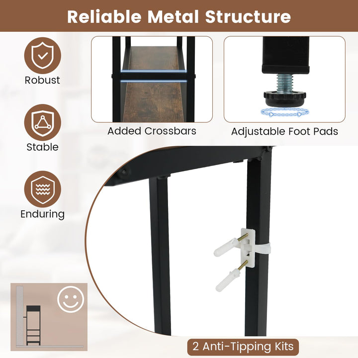 Giantex Console Table with Charging Station & LED Lights