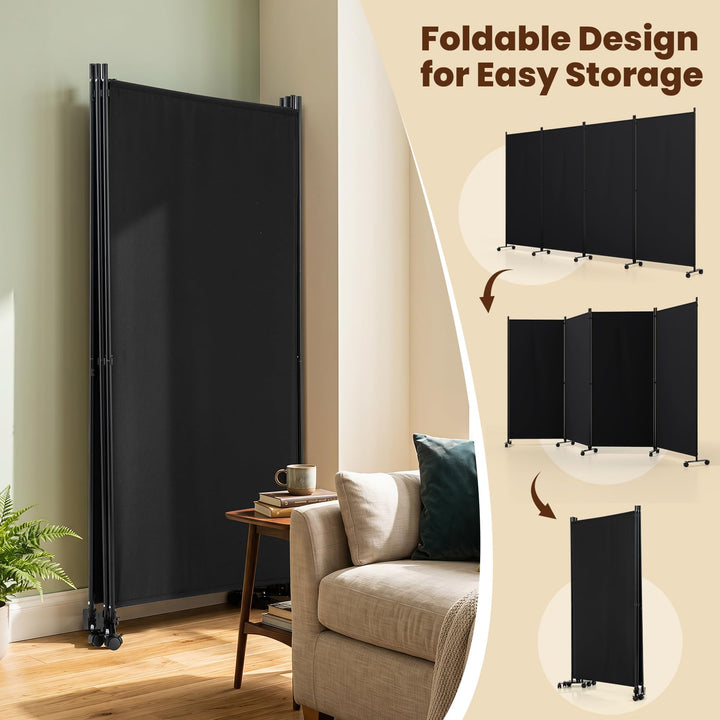 Giantex Folding Room Divider with Wheels