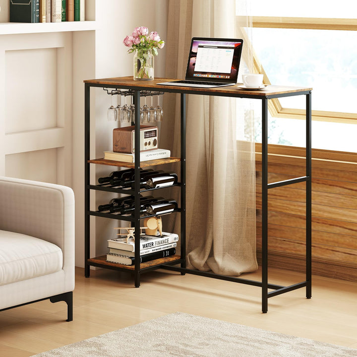 Giantex 48" Bar Table with Storage Shelves for Kitchen Living Room Dinette