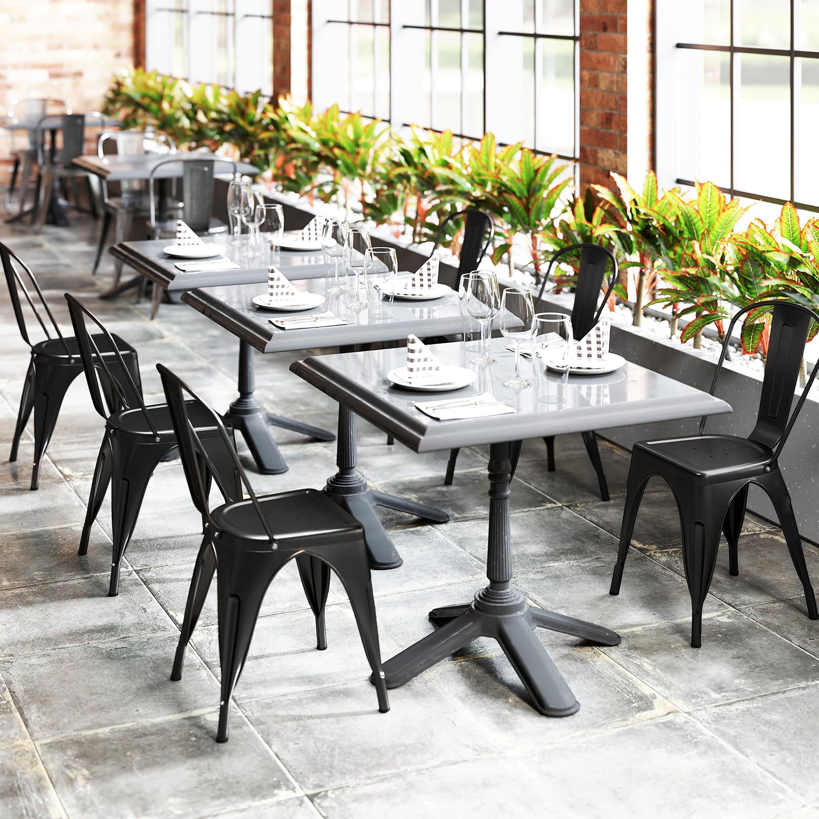 Giantex Metal Dining Chairs Set of 4, Farmhouse Kitchen Chairs with Removable Backrest