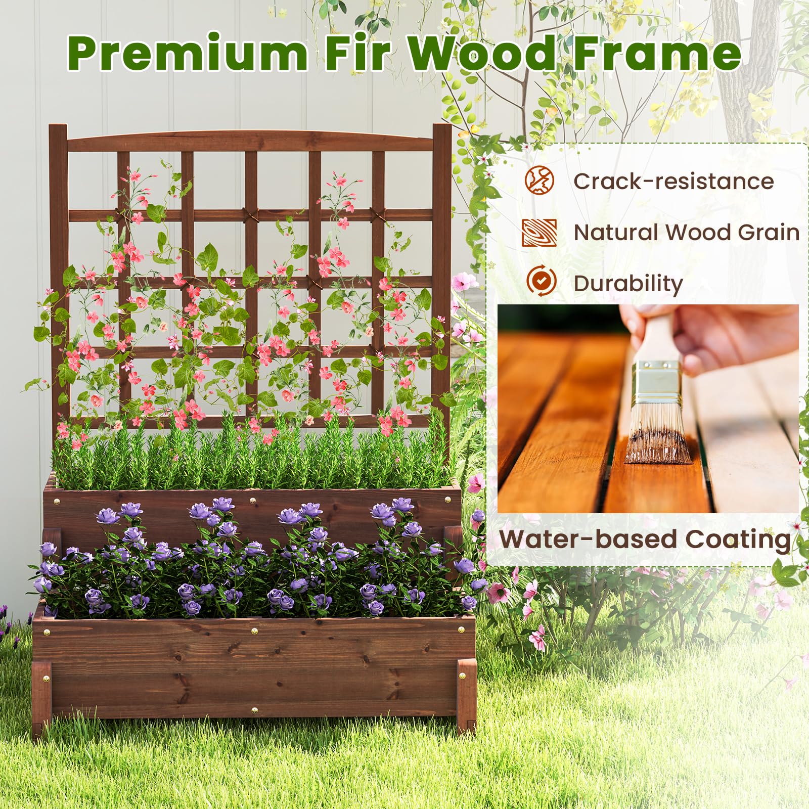 Giantex Raised Garden Bed with Legs and Trellis