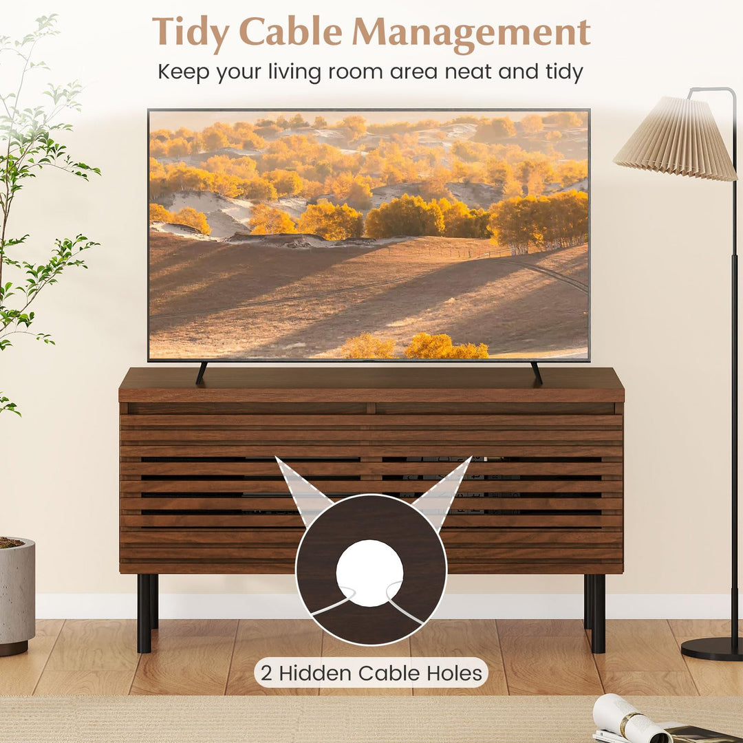 Giantex Mid Century Modern TV Stand for 40 Inch TV with 2 Hidden Compartments